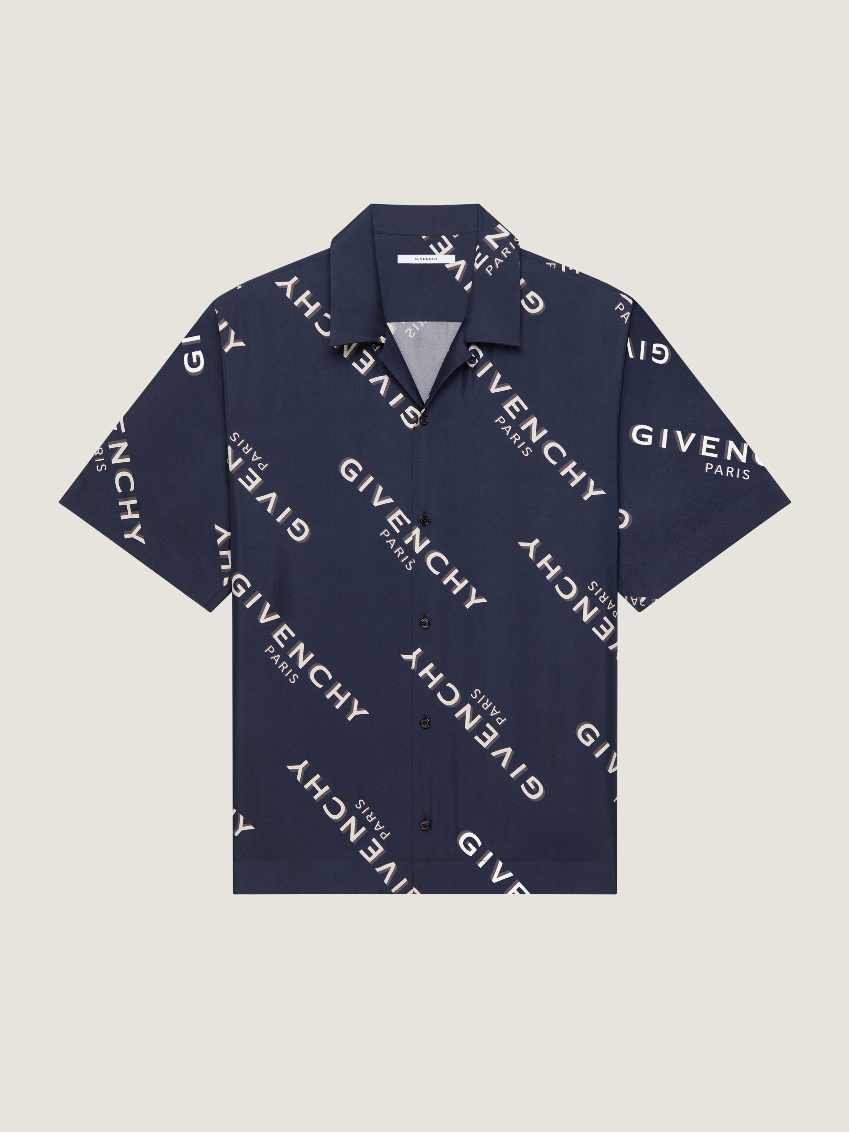 Shirt in silk twill with GIVENCHY shadow print
